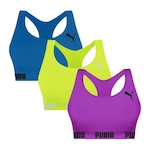 Kit Top Fitness Puma Nadador sem Costura - 3 Unidades - Feminino ROXO/VERDE