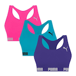 Kit Top Fitness Puma Nadador sem Costura - 3 Unidades - Feminino ROSA/ROXO