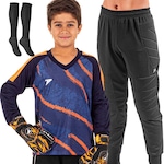 Kit Goleiro de Futebol Poker: Camisa + Calça + Meia - Infantil AZUL