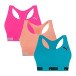 Kit 3x Tops Fitness Puma Nadador sem Costura - Feminino ROSA/AZUL