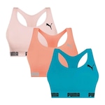 Top sem Bojo Puma Nadador sem Costura - 3 Unidades - Feminino ROSA