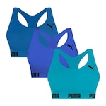 Top sem Bojo Puma Nadador sem Costura - 3 Unidades - Feminino AZUL ESC/AZUL