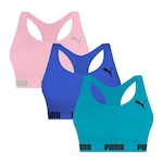 Top sem Bojo Puma Nadador sem Costura - 3 Unidades - Feminino ROSA/AZUL