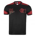 Camiseta do Flamengo Braziline Zico Retrô - Infantil PRETO/VERMELHO