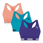 Top sem Bojo Puma Nadador sem Costura - 3 Unidades - Feminino Roxo/Rosa