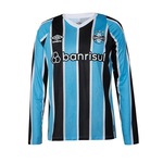 Camisa Grêmio Umbro Uniforme 1 Torcedor 2024 Manga Longa - Masculino AZUL/PRETO