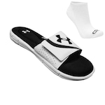 Kit Chinelo Under Armour Ignite Vi Sl + Meia - Unissex BRANCO/PRETO