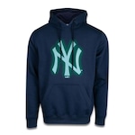 Blusão de Moletom Canguru New Era New York Yankees Mlb Space Glow - Masculino AZUL ESCURO