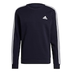 Blusão de Moletom sem Capuz Essentials Fleece 3-Stripes - Masculino AZUL