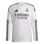 Camisa 1 Manga Longa Real Madrid 24/25 adidas - Masculina BRANCO