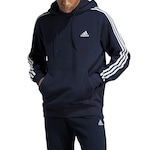 Blusão de Moletom adidas Zíper Regular Essentials 3 Stripes - Masculino AZUL/BRANCO