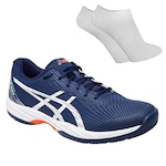 Kit Tênis Asics Gel-Game 9 Clay - Masculino + Par de Meia AZUL ESC/BRANCO