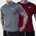 Camiseta Dagg Treino Básica Respirável - 2 Unidades - Masculina CINZA/VERMELHO