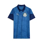 Camiseta Polo do Palmerias 2024 Treino e Viagem Puma - Masculina AZUL CLA/AZUL