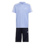 Conjunto adidas Ajuste Regular Train Essentials Aeroready 3-Stripes - Infantil AZUL