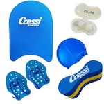 Kit de Natação Cressi Cetus com Prancha + Palmar + Pullbouy + Touca + Plug AZUL