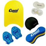 Kit de Natação Cressi Cetus com Prancha + Palmar + Pullbouy + Touca + Plug AMARELO