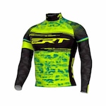 Camisa Ciclismo Manga Longa Unissex Ert Elite The Eagle Slim Preto/Amarelo Fluor