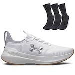 Kit Tênis de Corrida Charged Hit + 3 Pares de Meias Cano Alto - Masculino BRANCO