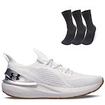 Kit Tênis de Corrida Charged Quicker + 3 Pares de Meias Cano Alto - Masculino BRANCO