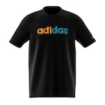 Camiseta Masculina adidas Manga Curta Logo Linear Color PRETO/LARANJA