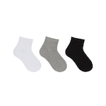 Kit de Meias Cano Curto Hoahi com 3 Pares - Infantil CINZA/PRETO