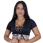 Top Fitness Cropped com Bojo Orbis Fitness Fio Brilho - Feminino PRETO