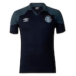 Camisa Polo do Grêmio 2023/24 Umbro Viagem - Masculina PRETO/CINZA