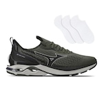 Kit Tênis Mizuno Wave Mirai 6 Masculino + 3 Pares de Meias - Masculino VERDE