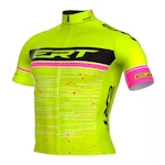 Camisa Ciclismo Feminina Ert Elite Cycling Team Slim Fit AMARELO/ROSA