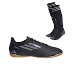 Chuteira Futsal adidas Deportivo Iii + Meião adidas - Adulto PRETO/CINZA