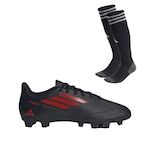 Chuteira Campo adidas Deportivo Iii + Meião adidas PRETO/VERMELHO