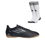 Chuteira Futsal adidas Deportivo Iii + Meião adidas - Adulto PRETO/CINZA