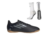 Chuteira Futsal adidas Deportivo Iii + Meia Antiderrapante - Adulto PRETO/CINZA