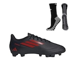 Chuteira de Campo adidas Deportivo Iii + Meia Antiderrapante - Adulto PRETO/VERMELHO