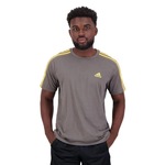 Camiseta adidas 3 Stripes - Masculina CINZA/AMARELO