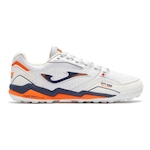 Chuteira Society Joma FS Reactive Adulto BRANCO/LARANJA