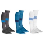 Kit Meião do Grêmio Umbro - 3 Pares - Unissex CINZA CLA/BRANCO