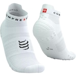 Meia Cano Curto Compressport Racing Socks V4 Run Lowcut - Unissex BRANCO