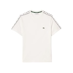 Camiseta Lacoste Listrada com Logotipo em Jersey - Masculina BRANCO