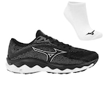 Kit Tenis Mizuno Way 4 - Masculino e Meia PRETO/BRANCO