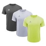 Kit Camiseta Topper Faster - 3 Unidades - Masculina CINZA/VERDE