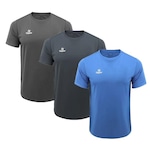 Kit Camiseta Topper Faster - 3 Unidades - Masculina AZUL/CINZA