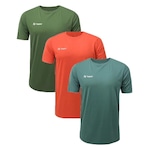 Kit Camiseta Topper Sky - 3 Unidades - Masculina Verde/Laranja