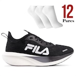 Kit Tênis Fila Racer Carbon 2 + 12 Pares de Meias - Masculino PRETO/BRANCO