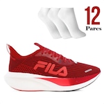 Kit Tênis Fila Racer Carbon 2 + 12 Pares de Meias - Masculino VERMELHO/LARANJA