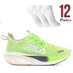 Kit Tênis Fila Racer Carbon 2 + 12 Pares de Meias - Masculino VERDE CLA/CINZA CLA