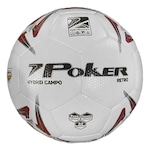 Bola Futebol de Campo Poker Pro 32 Gomos Hybrid Retro BRANCO/VERMELHO