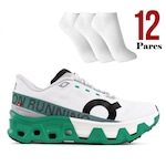 Kit Tênis On Running Cloudmonster Hyper + 12 Pares de Meias - Feminino BRANCO/VERDE