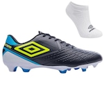 Chuteira de Campo Umbro Score e Meia - Adulto PRETO/AZUL